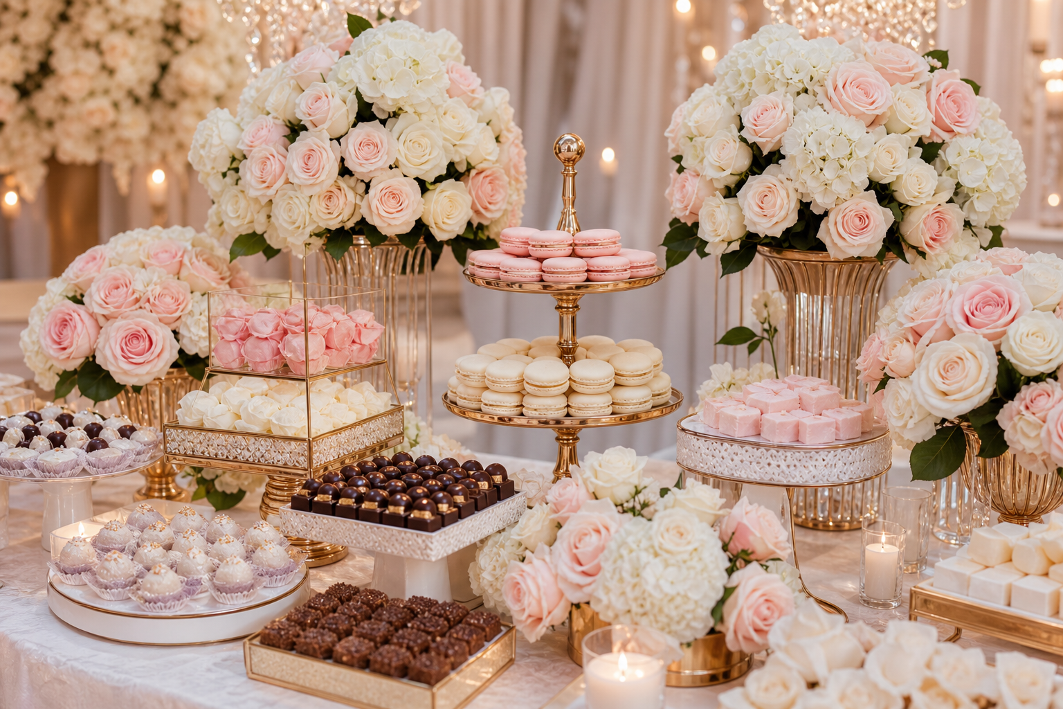 Paquete Elegancia Rosa — mesa premium para bodas
